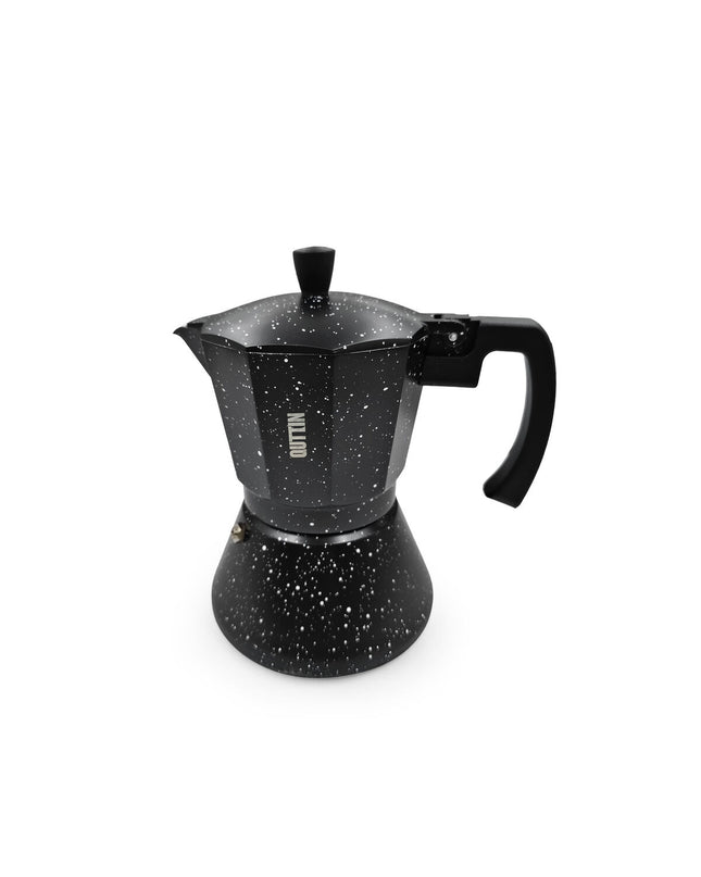 Quttin aluminium Italiaanse koffiepot, 0.3L, set of 6, used for brewing traditional Italian coffee in the kitchen.