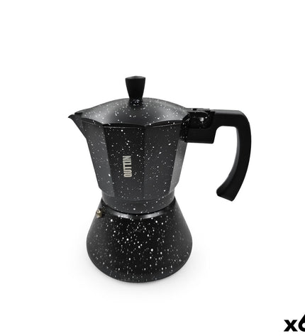 Quttin aluminium Italian coffee pot, 0.6L, designed for brewing espresso-style coffee, shown with a sleek, compact shape.