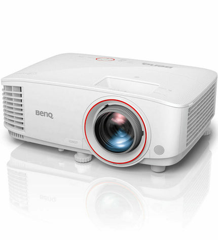 BenQ TH671ST Full HD projector displaying a vibrant image in a home theater setup with 3000 lumens brightness.