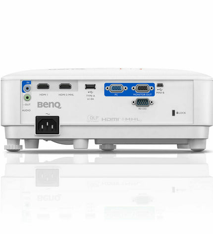 BenQ TH671ST Full HD projector with 3000 lumens displaying a vibrant home theater image on a wall.
