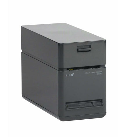 Seiko label printer model 22420303 used for office labeling and electronic printing, with a sleek design and control buttons.