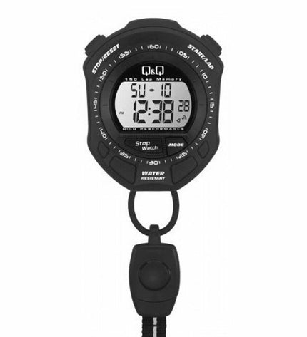 Q&Q Chronometer MF01J002Y sports and outdoor electronic device showing digital display and buttons