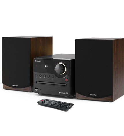 Sharp XL-B512(BR) mini HiFi system in brown with 45W power, featuring compact audio and hifi equipment for home entertainment.