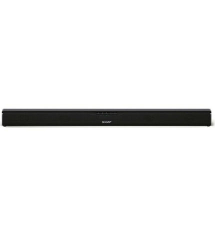 Sharp HT-SB110 90W black soundbar for home audio, featuring sleek design and compact size, ideal for enhancing TV sound.