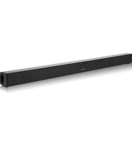 Sharp HT-SB140 black 150W soundbar for home audio and hi-fi setups, featuring sleek design and compact size.
