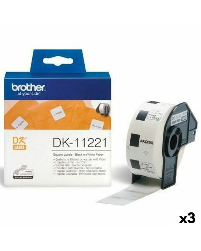 Brother manual label machine with three label tapes, ideal for office organization and labeling tasks.