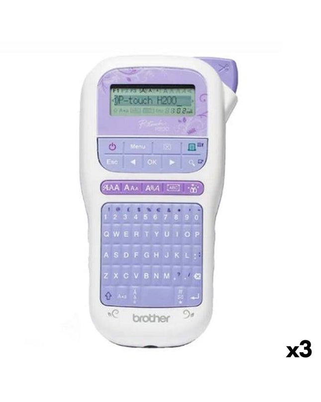 Three Brother PT-H200 electric labelmakers in white, featuring their compact design and keypad for office labeling tasks.