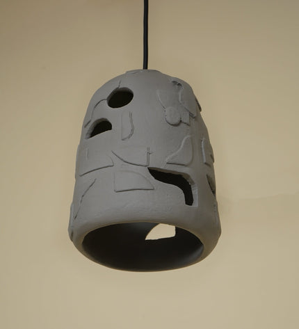 Petros Pendant Lamp – Handcrafted Papier-Mâché Hanging Light in Modern Gray