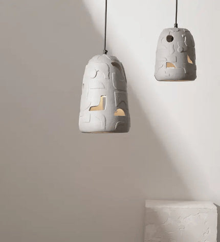 Petros Pendant Lamp – Handcrafted Papier-Mâché Hanging Light in Modern Gray