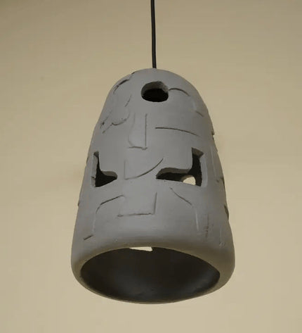 Petros Pendant Lamp – Handcrafted Papier-Mâché Hanging Light in Modern Gray