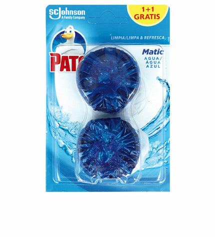 Pato Toilet Air Freshener Agua Azul 2 x 50g deodorant, compact packaging, designed for bathroom freshness and odor control.