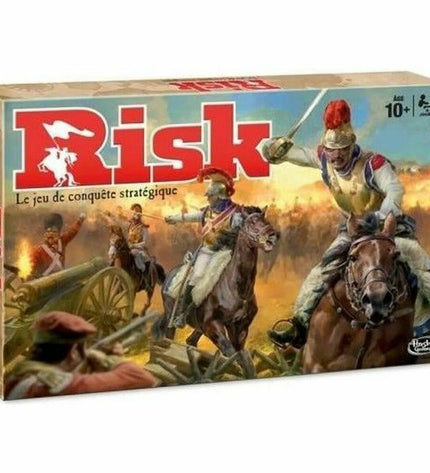 Hasbro Risk board game with colorful game pieces and map, ideal for strategic tabletop gameplay.