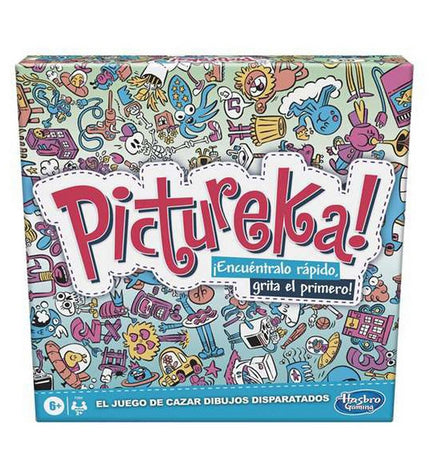 Pictureka game by Hasbro, colorful children's board game with character cards and game pieces for family fun.