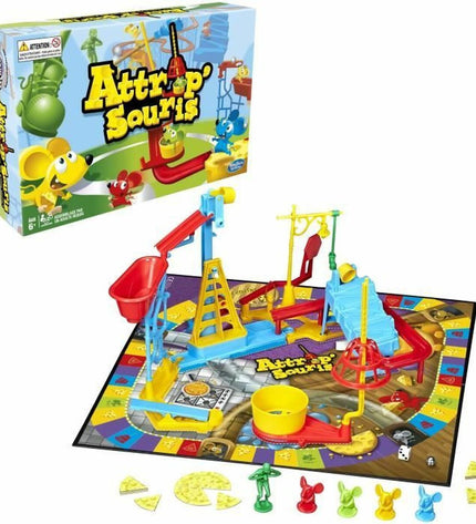 Hasbro Attrap'Souris game toy with colorful mouse figures and game components for fun indoor entertainment.