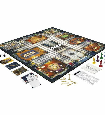 Hasbro Cluedo game fiches with colorful playing pieces for detective board game, part of toys and games collection.