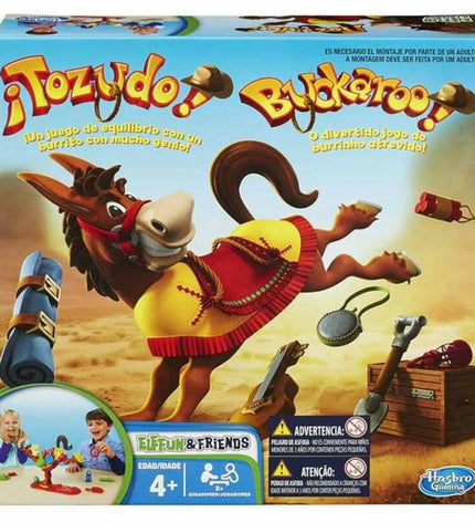 Hasbro Tozudo board game with colorful game pieces and spin wheel, suitable for family fun and strategic play.
