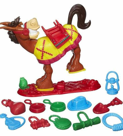Hasbro Tozudo game with colorful wooden blocks and game pieces, suitable for family fun and social play.