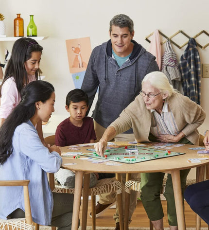 Hasbro Monopoly Classic Madrid board game with colorful game pieces and game board for family fun and strategic play