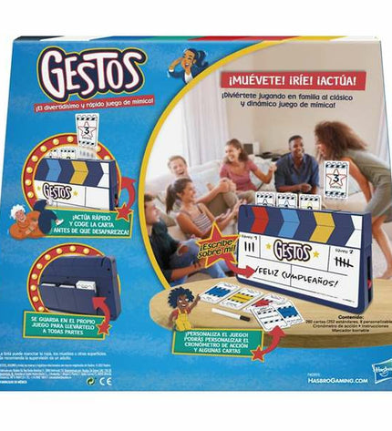 Hasbro Gestos ES board game with colorful cards and game pieces for family fun and interactive gameplay.