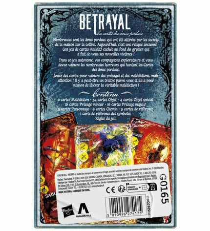 Hasbro Betrayal board game for kids with colorful game components and game board, ideal for family game nights.