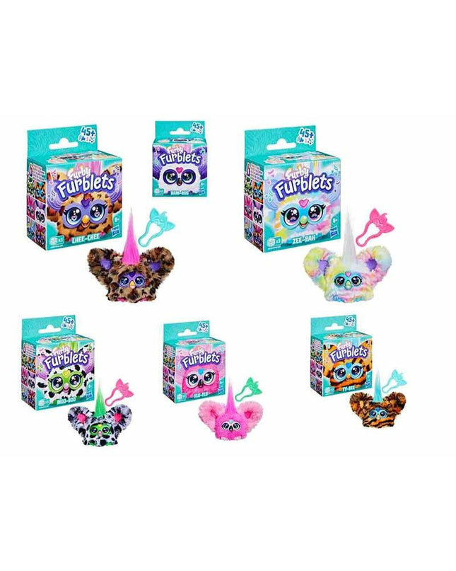 Soft Hasbro Furby Furblets plush toy, 12 cm, featuring colorful fabric and embroidered eyes, designed for playful cuddling.