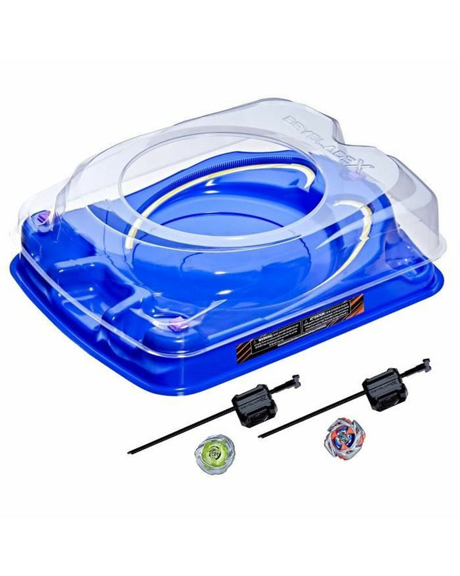 Blue Hasbro agility game toy, part of the Speelgoed en games collection, featuring colorful game pieces and a game board.