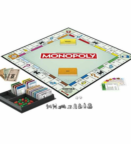 Hasbro Monopoly Barcelona educational game with colorful game board, tokens, and playing pieces for kids and families.