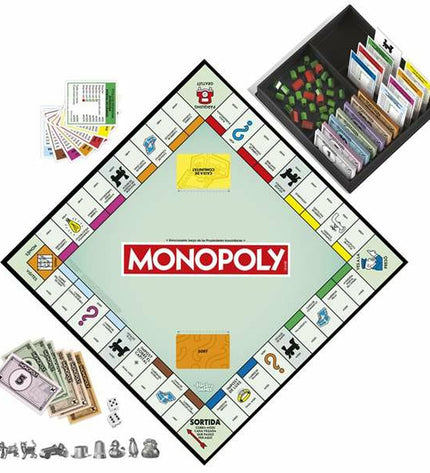 Hasbro Monopoly Barcelona educational game with colorful game board and playing pieces for children and families.