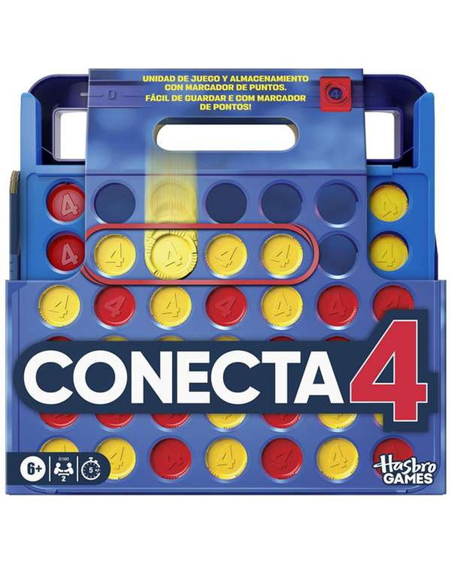 Connect 4 game by Hasbro featuring colorful plastic discs and a grid for two-player strategy gameplay.
