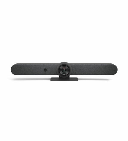 Logitech Rally Bar 4K Ultra HD video camera with Wi-Fi and Bluetooth in black, designed for professional videography and conferencing.