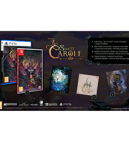 Just For Games Bye Sweet Carole Switch video game cartridge for Plug & Play console, electronic gaming entertainment.