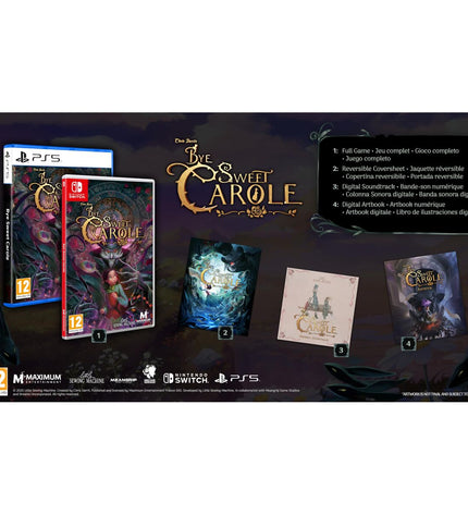 Just For Games Bye Sweet Carole Switch video game cartridge, electronic plug-and-play console game for Nintendo Switch.