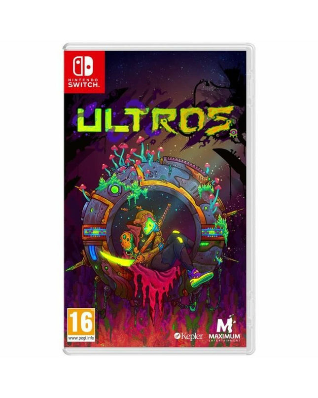 Just For Games Ultros Switch videogame console, plug & play electronic gaming device with colorful cartridge and sleek design.