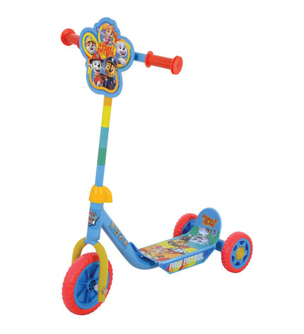 Paw Patrol rubber and metal scooter for outdoor and urban mobility, featuring colorful design and durable plastic construction.