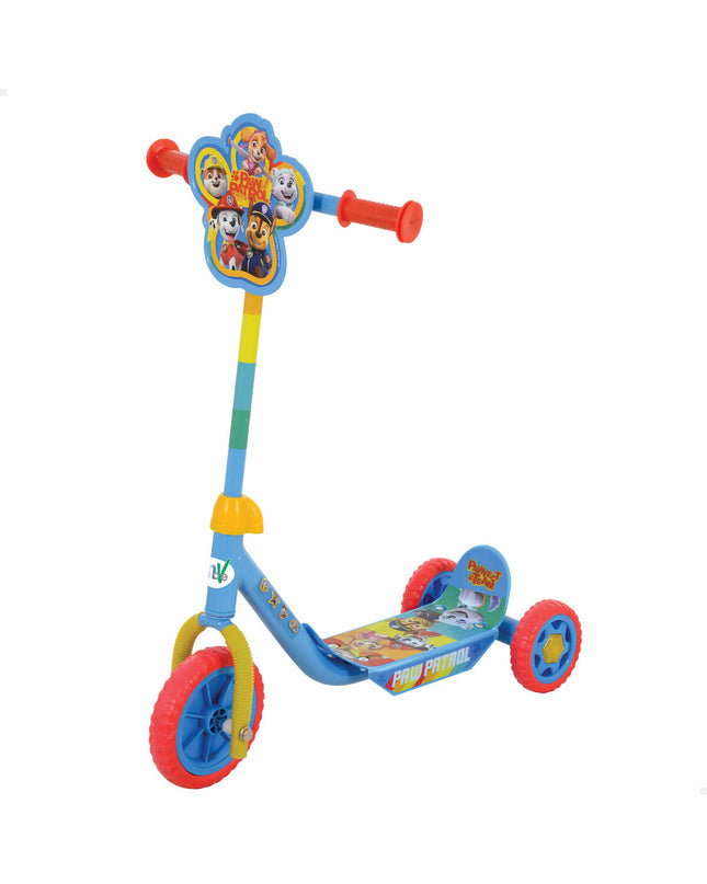 Paw Patrol rubber and plastic scooter for outdoor urban mobility, featuring colorful design and sturdy construction.