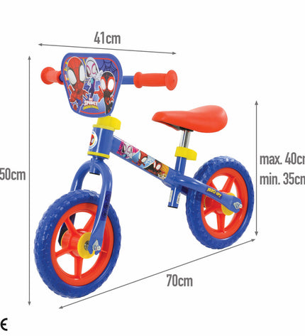 Spidey Loopauto in blauw, wit en rood, 70x50x41 cm, suitable for outdoor play, toy for kids engaging in active outdoor fun.