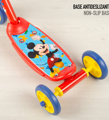 Blue Mickey Mouse rubber and metal scooter for urban mobility, suitable for outdoor sports and city commuting.
