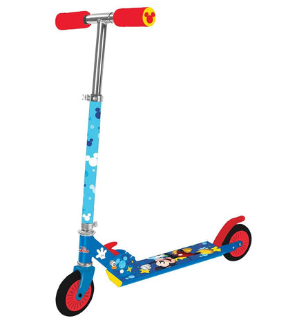 Blue Mickey Mouse scooter for kids, 65x82x30 cm, designed for outdoor play and active fun.