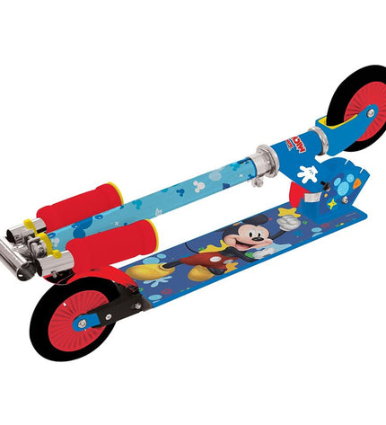 Blue Mickey Mouse scooter toy, 65x82x30 cm, suitable for outdoor play, featuring popular Disney character design.