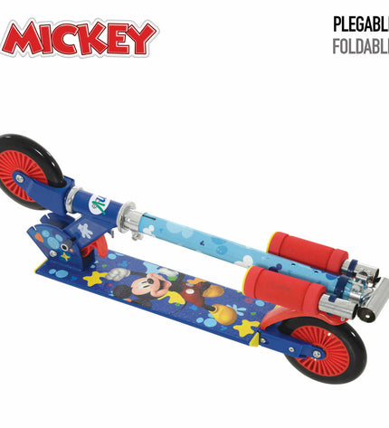 Blue Mickey Mouse scooter toy, 65x82x30 cm, perfect for outdoor play, featuring colorful Mickey Mouse design.