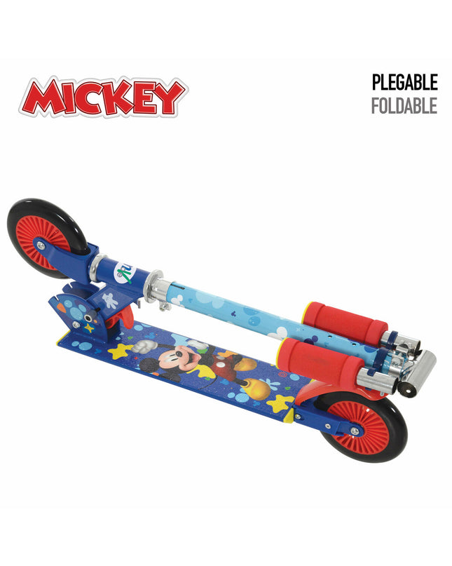 Blue Mickey Mouse scooter toy, 65x82x30 cm, perfect for outdoor play, featuring colorful Mickey Mouse design.