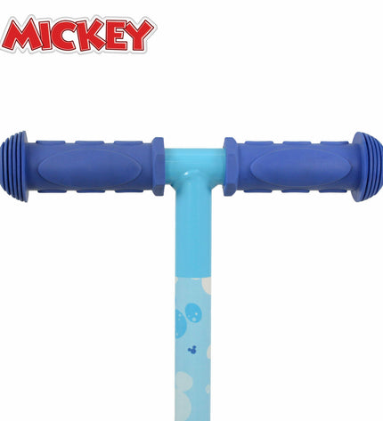Mickey Mouse rubber scooter for outdoor city mobility, featuring metal and plastic construction, suitable for kids' urban rides.