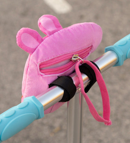 Colorful Peppa Pig metal and plastic scooter for kids, suitable for outdoor and urban mobility activities.
