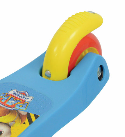 Paw Patrol rubber scooter with metal and plastic parts, designed for outdoor urban mobility and kids' sports activities.