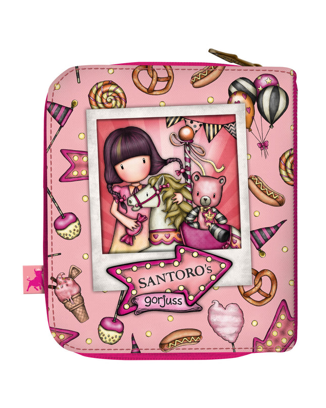 Gorjuss Carousel Salmon wallet with cardholder and compartment, 10 x 12 x 3 cm, stylish portable purse for cards and cash.