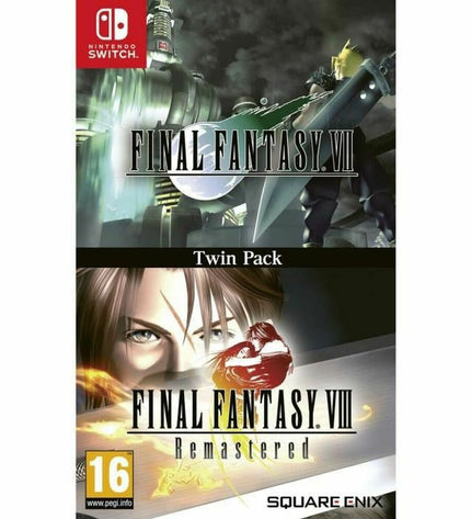 Square Enix Final Fantasy VII and VIII Remastered Switch video game cartridge for Plug & Play consoles, with colorful game cover art.