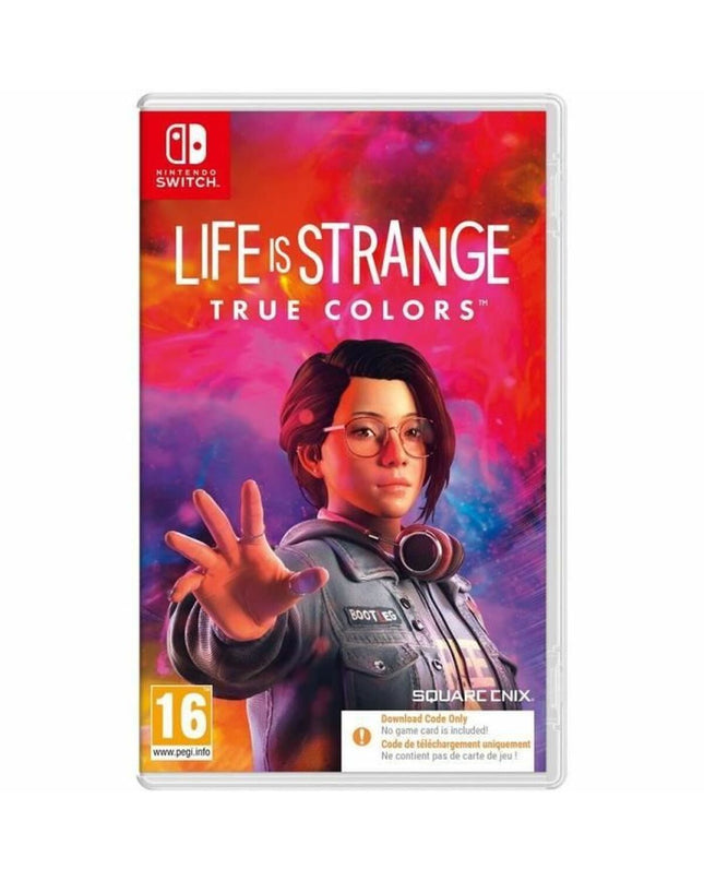 Square Enix Life Is Strange: True Colors Switch videogame in packaging, electronic Plug & Play console for Nintendo Switch.