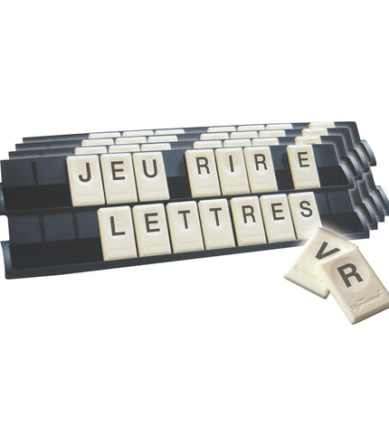 Hasbro Rummikub Letters game with colorful letter tiles and game pieces for educational and family fun.