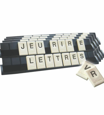 Hasbro Rummikub Letters game with colorful letter tiles for fun word and number matching gameplay.