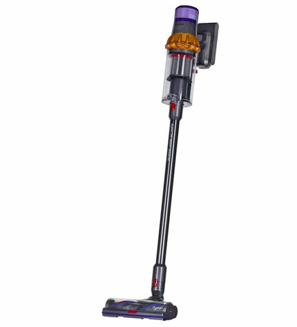 Dyson V15 Detect Absolu cordless vacuum cleaner for home cleaning, showing its sleek design and digital display.